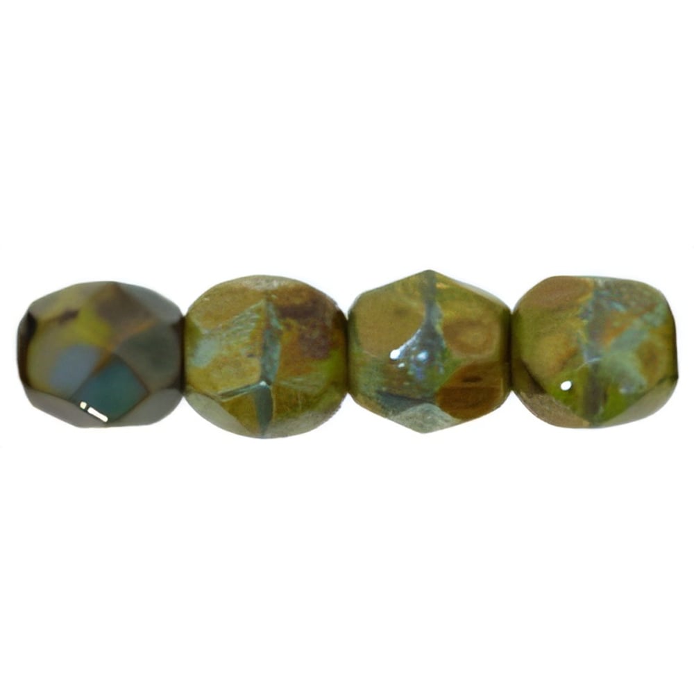 Czech Fire-Polish 4mm Opaque Olive - Picasso (50pcs)