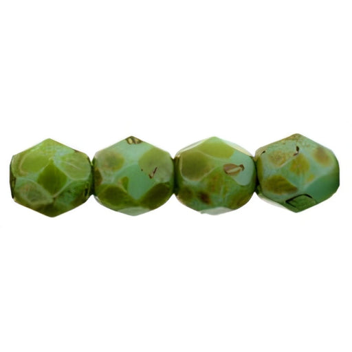 Czech Fire-Polish 4mm Opaque Turquoise - Picasso (50pcs)