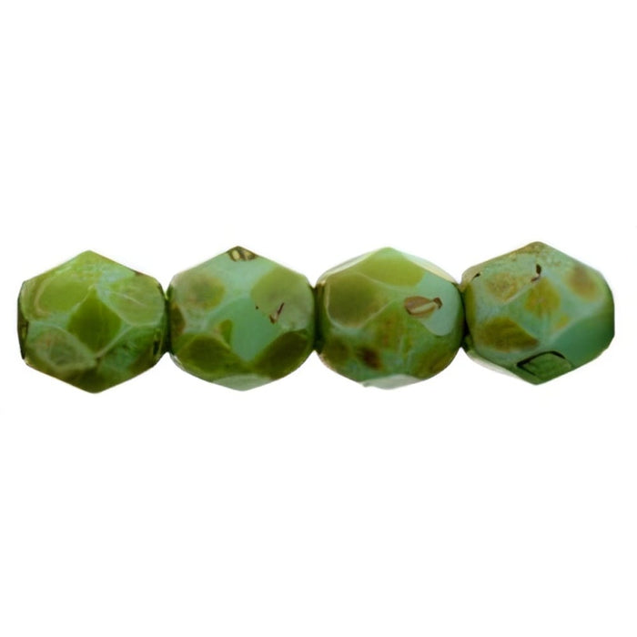 Czech Fire-Polish 4mm Opaque Turquoise - Picasso (50pcs)