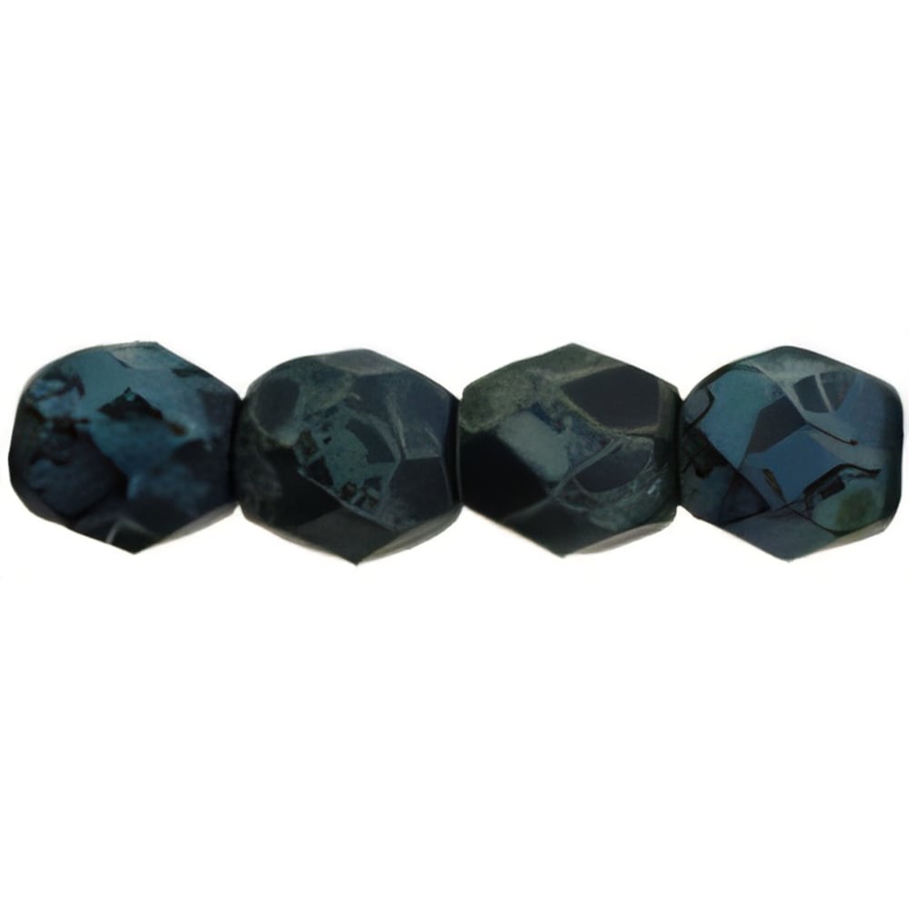 Czech Fire-Polish 4mm Matte - Jet - Picasso (50pcs)