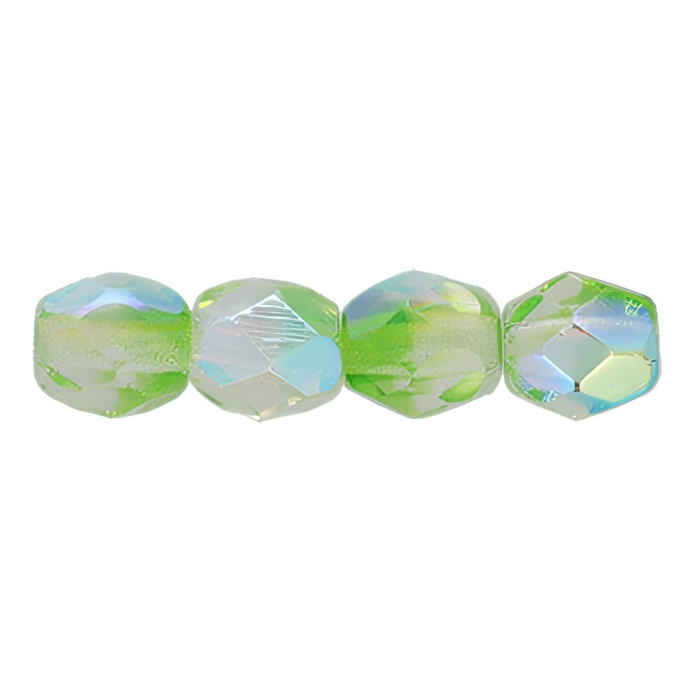 Czech Fire-Polish 4mm Crystal/Grass Green AB (50pcs)