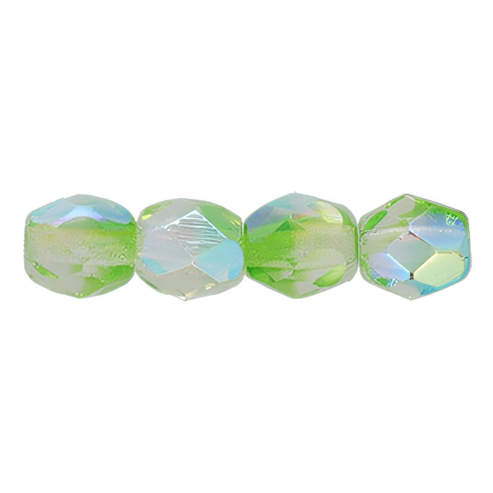 Czech Fire-Polish 4mm Crystal/Grass Green AB (50pcs)