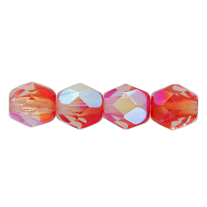 Czech Fire-Polish 4mm Crystal/Siam Ruby AB (50pcs)
