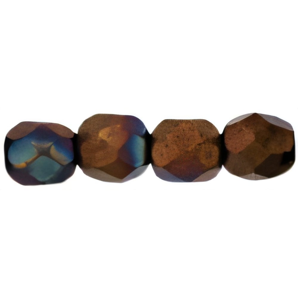Czech Fire-Polish 4mm Jet - Matte Bronze Vega (50pcs)