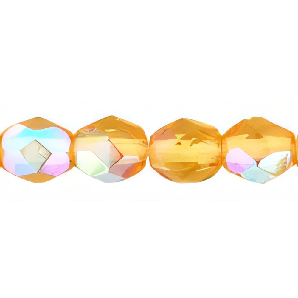 Czech Fire-Polish 4mm Med Topaz AB (50pcs)