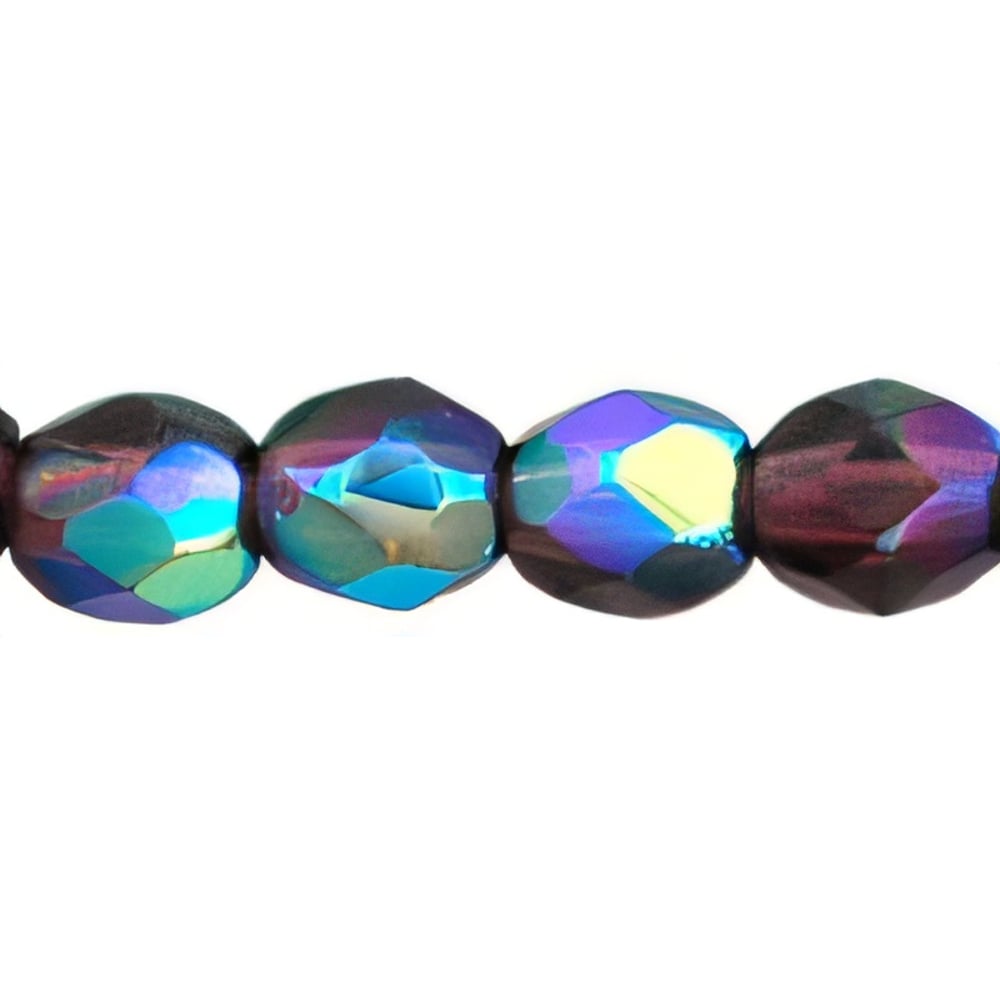 Czech Fire-Polish 4mm Dk Amethyst AB (50pcs)