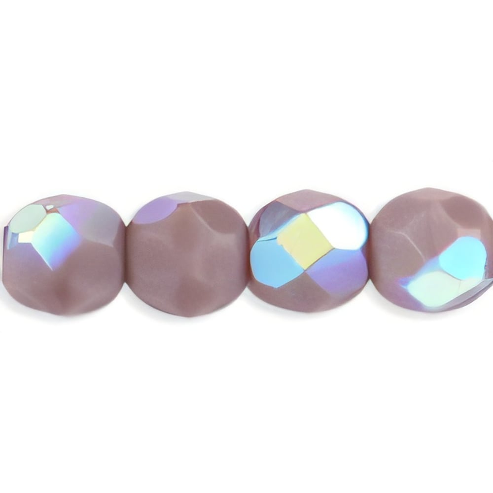 Czech Fire-Polish 4mm Opaque Purple AB (50pcs)