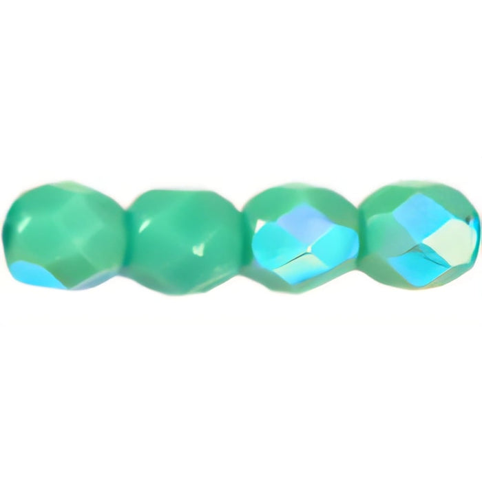 Czech Fire-Polish 4mm Turquoise AB (50pcs)