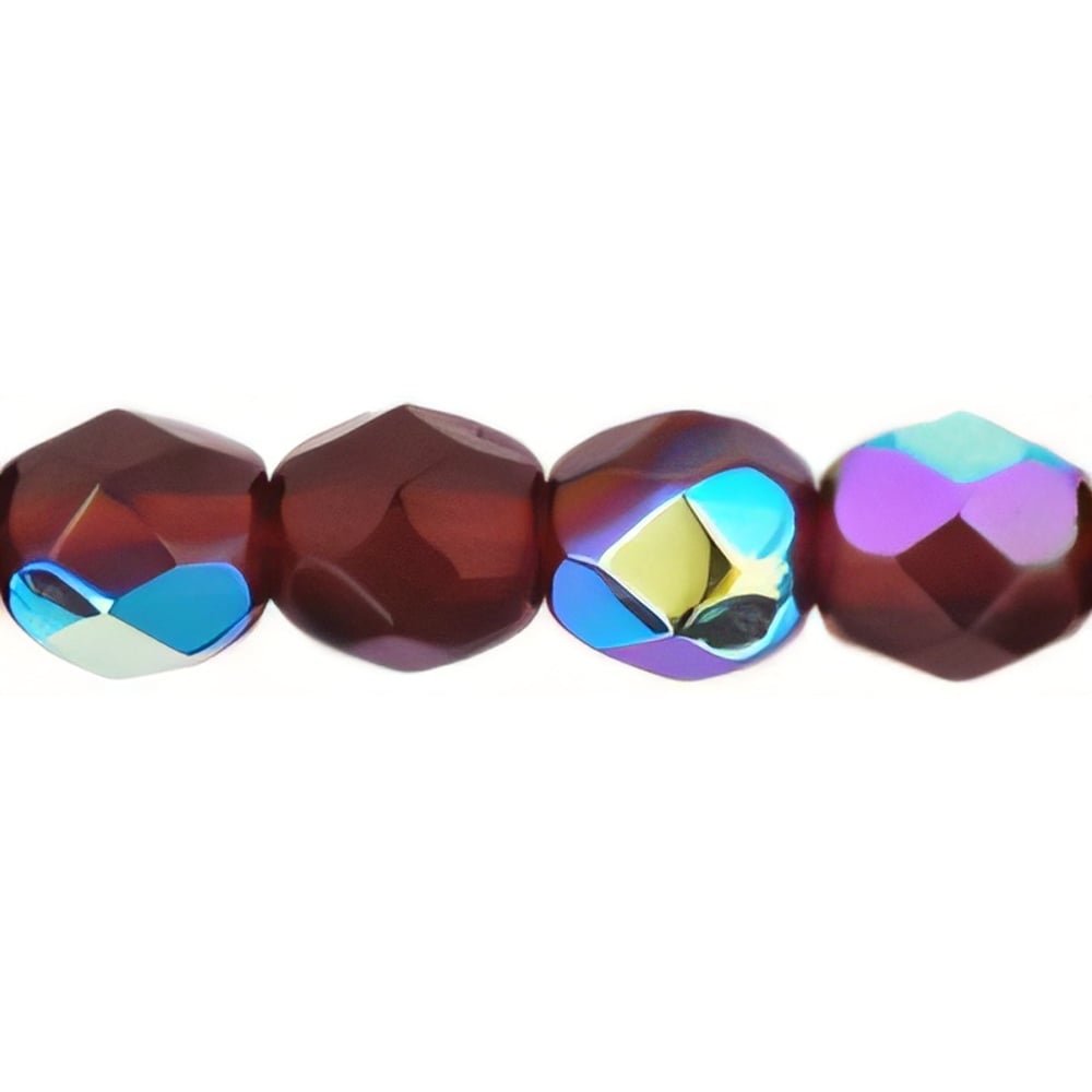 Czech Fire-Polish 4mm Ruby AB (50pcs)