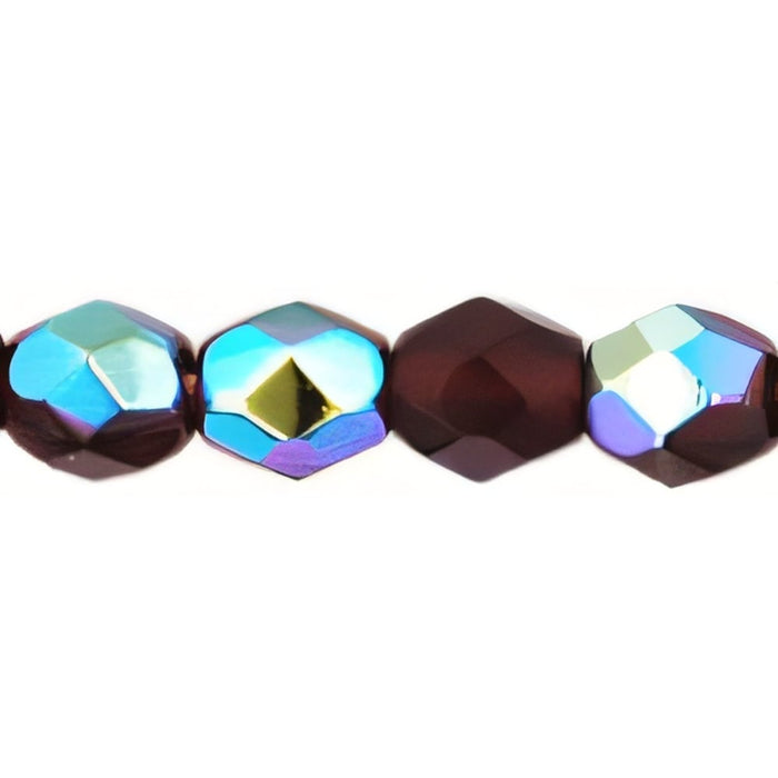 Czech Fire-Polish 4mm Garnet AB (50pcs)