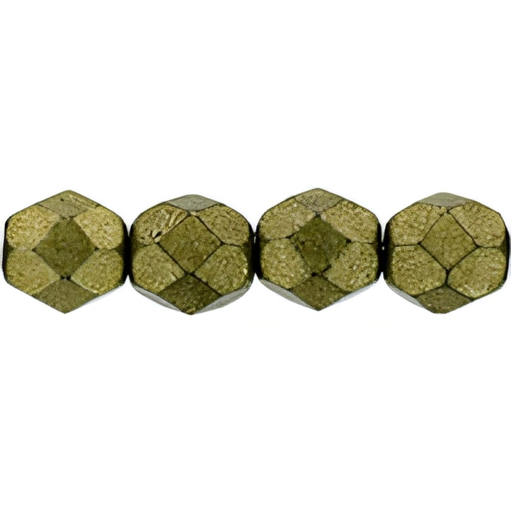 Czech Fire-Polish 6mm ColorTrends: Saturated Metallic Golden Lime (25pcs)