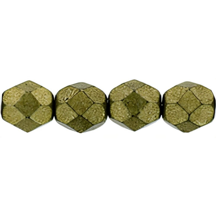 Czech Fire-Polish 6mm ColorTrends: Saturated Metallic Golden Lime (25pcs)