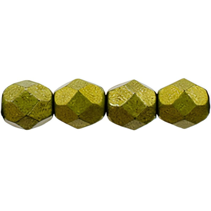 Czech Fire-Polish 6mm ColorTrends: Saturated Metallic Lime Punch (25pcs)