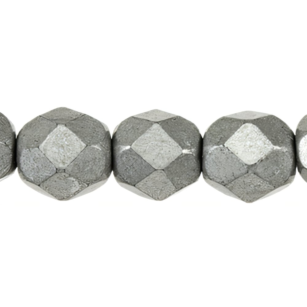 Czech Fire-Polish 6mm ColorTrends: Saturated Metallic Frost Gray (25pcs)