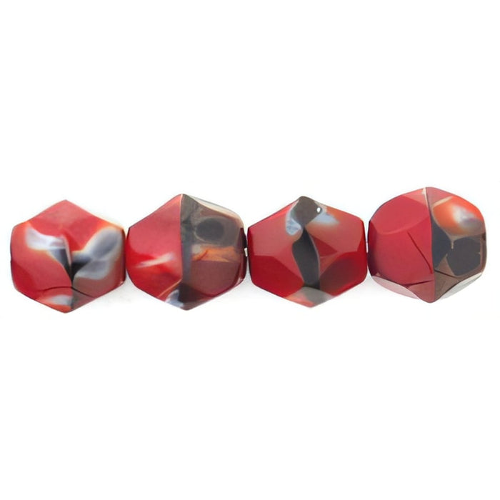 Czech Fire-Polish 6mm Stripe Red/Black/Brown (25pcs)