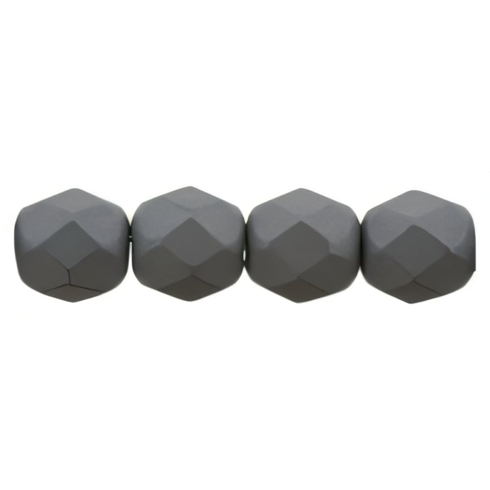 Czech Firepolish 6mm Saturated Gray (25pcs)