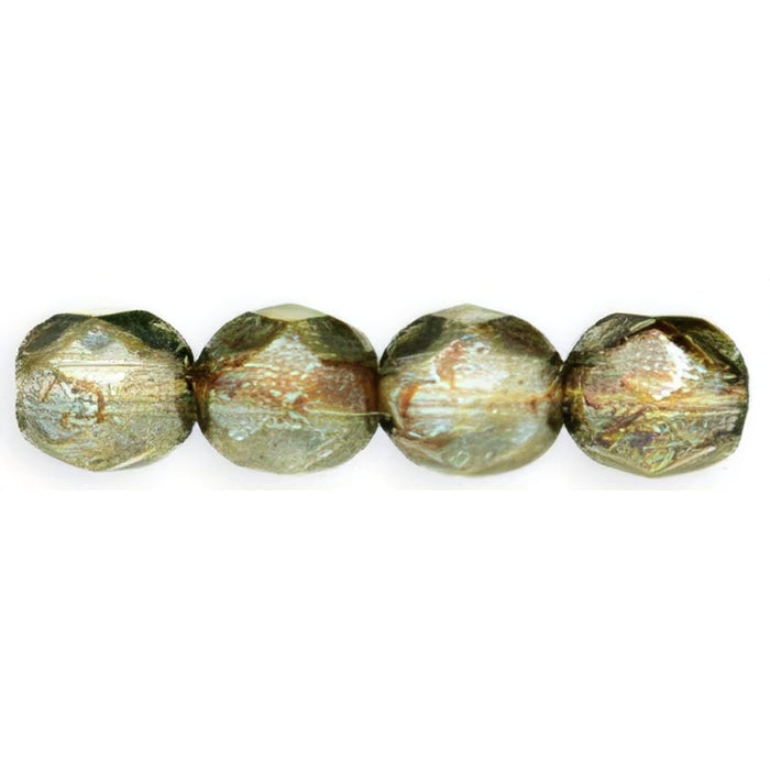 Czech Firepolish 6mm Luster - Transparent Green (25pcs)