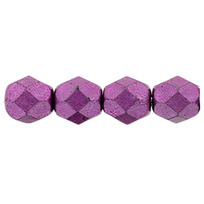 Czech Firepolish 6mm ColorTrends: Saturated Metallic Pink Yarrow (25pcs)