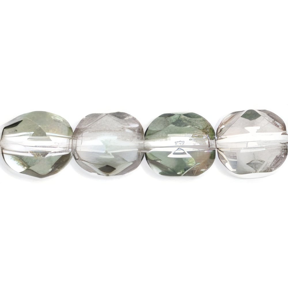 Czech Firepolish 6mm Luster - Green/Crystal (25pcs)