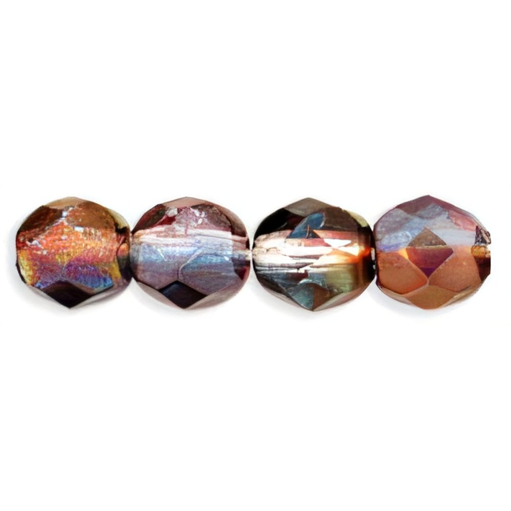 Czech Firepolish 6mm Luster - Amethyst/Blue/Crystal (25pcs)