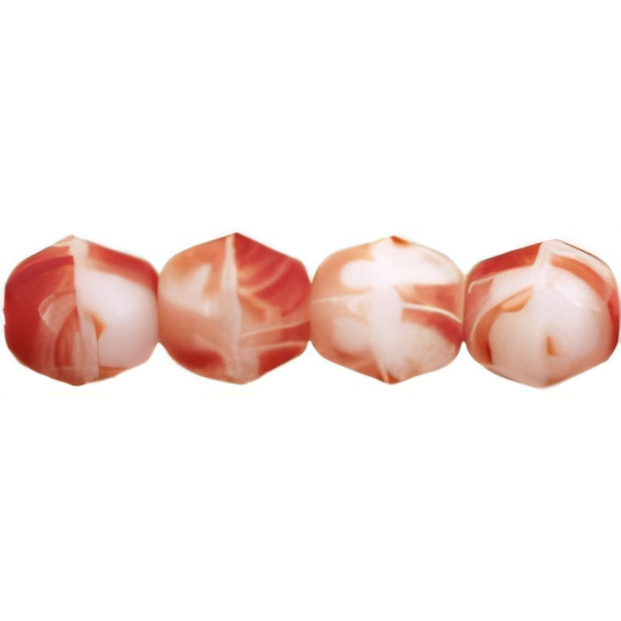Czech Firepolish 6mm Red/White (25pcs)