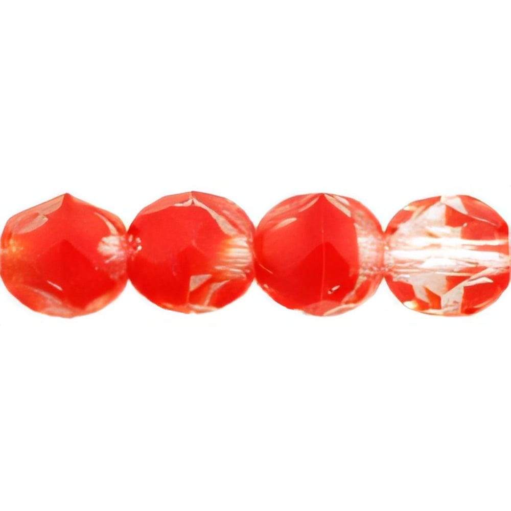 Czech Firepolish 6mm Crystal/Red (25pcs)