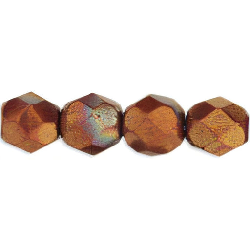 Czech Fire-Polish 6mm Bronze Luster - Opaque Red (25pcs)