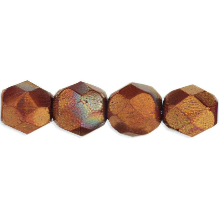 Czech Fire-Polish 6mm Bronze Luster - Opaque Red (25pcs)