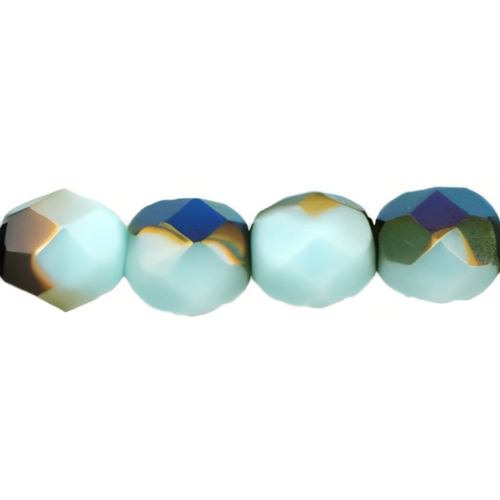 Czech Firepolish 6mm Blue Iris - Opaque Pale Turquoise (25pcs)