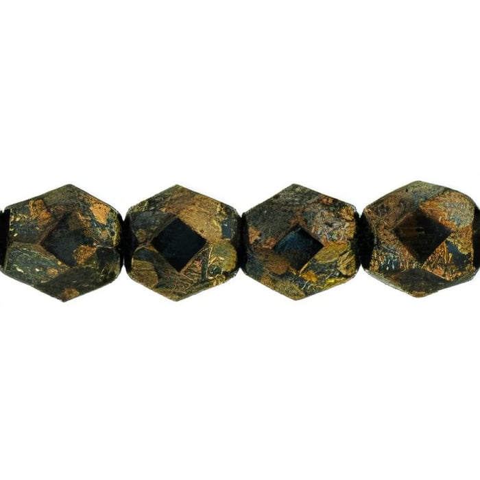 Czech Fire-Polish 6mm Jet - Bronze Picasso (25pcs)
