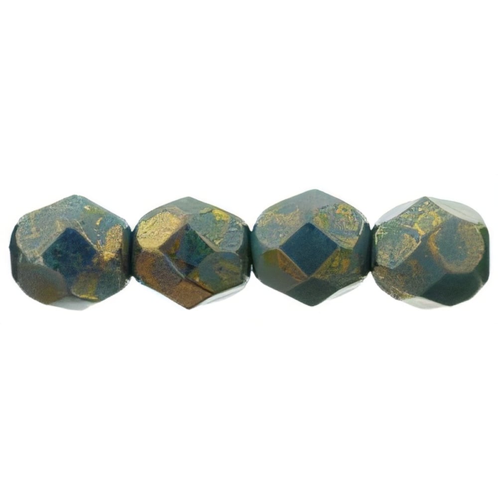 Czech Fire-Polish 6mm Persian Turquoise - Bronze Picasso (25pcs)
