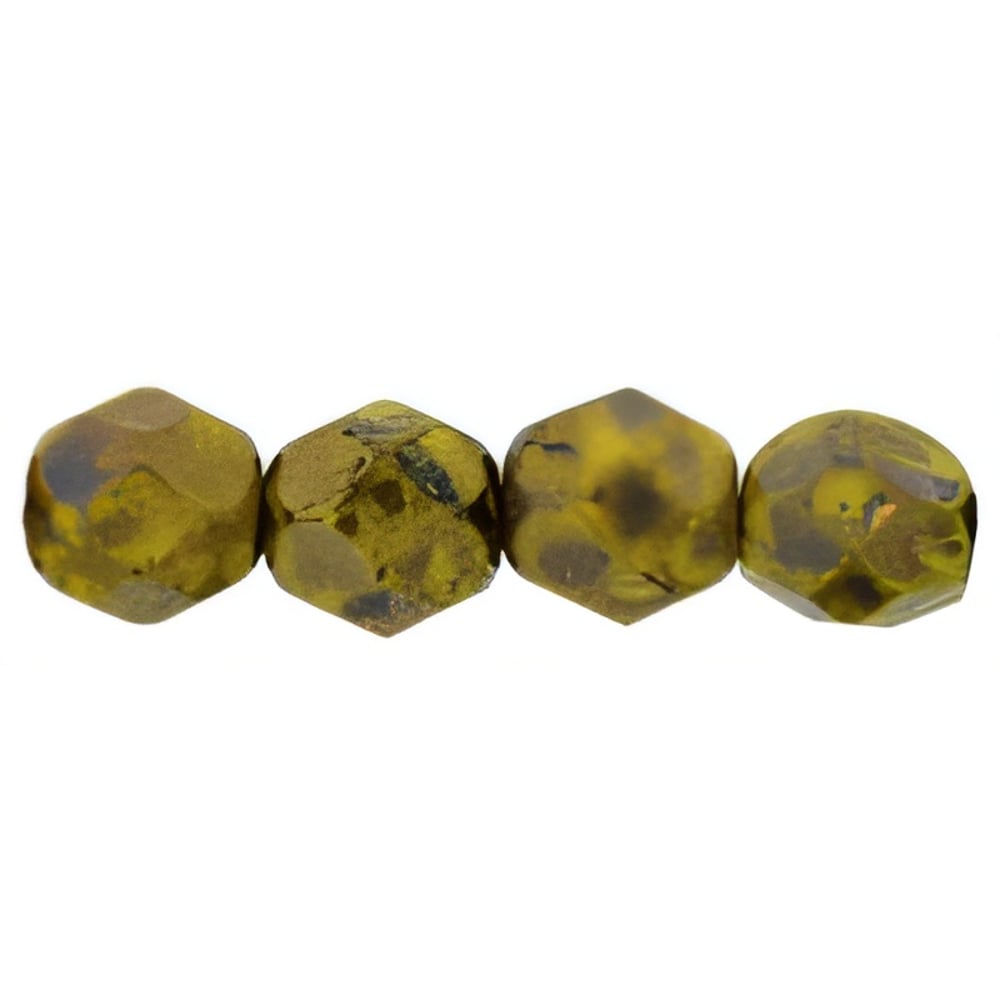 Czech Fire-Polish 6mm Opaque Yellow - Bronze Picasso (25pcs)