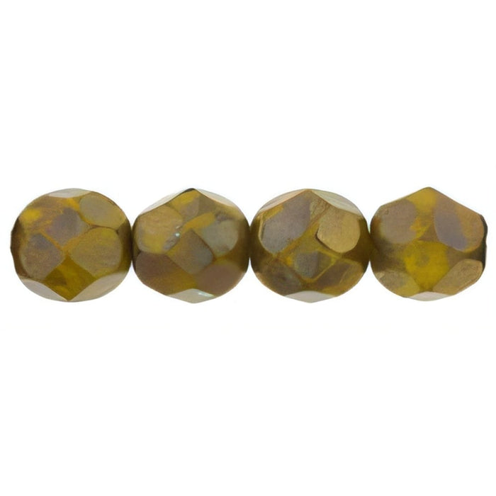 Czech Fire-Polish 6mm Opaque Yellow - Copper Picasso (25pcs)