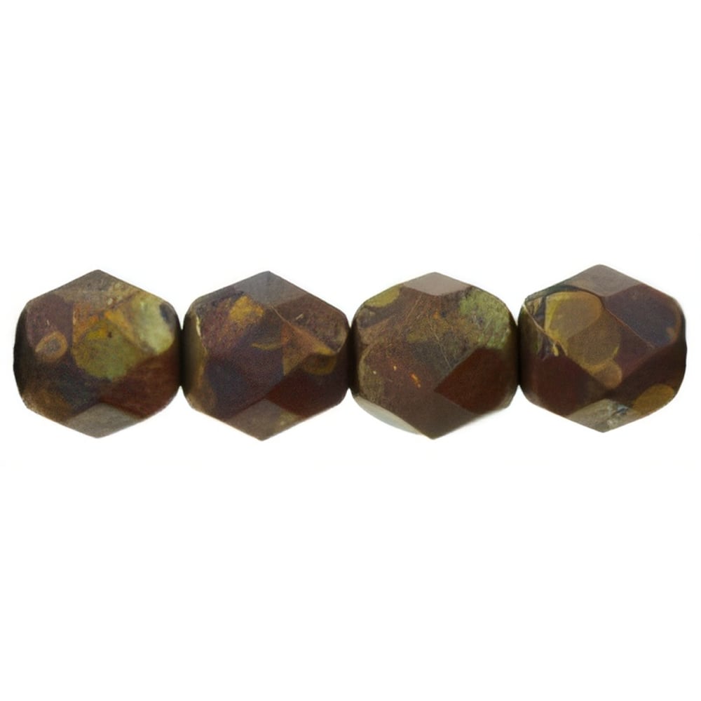 Czech Fire-Polish 6mm Opaque Red - Copper Picasso (25pcs)