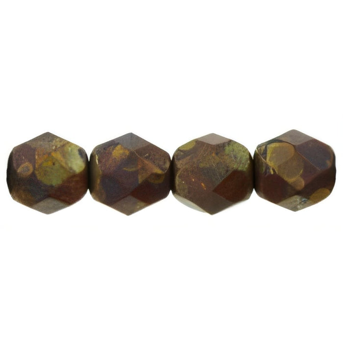 Czech Fire-Polish 6mm Opaque Red - Copper Picasso (25pcs)