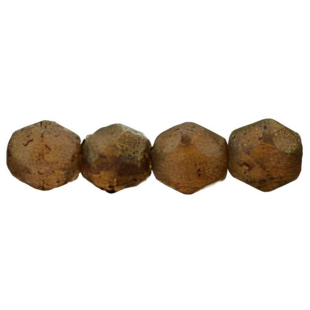 Czech Firepolish 6mm Opal Rose Topaz - Stone Copper Picasso (25pcs)
