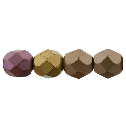 Czech Fire-Polish 6mm Matte - Metallic Gold Iris (25pcs)