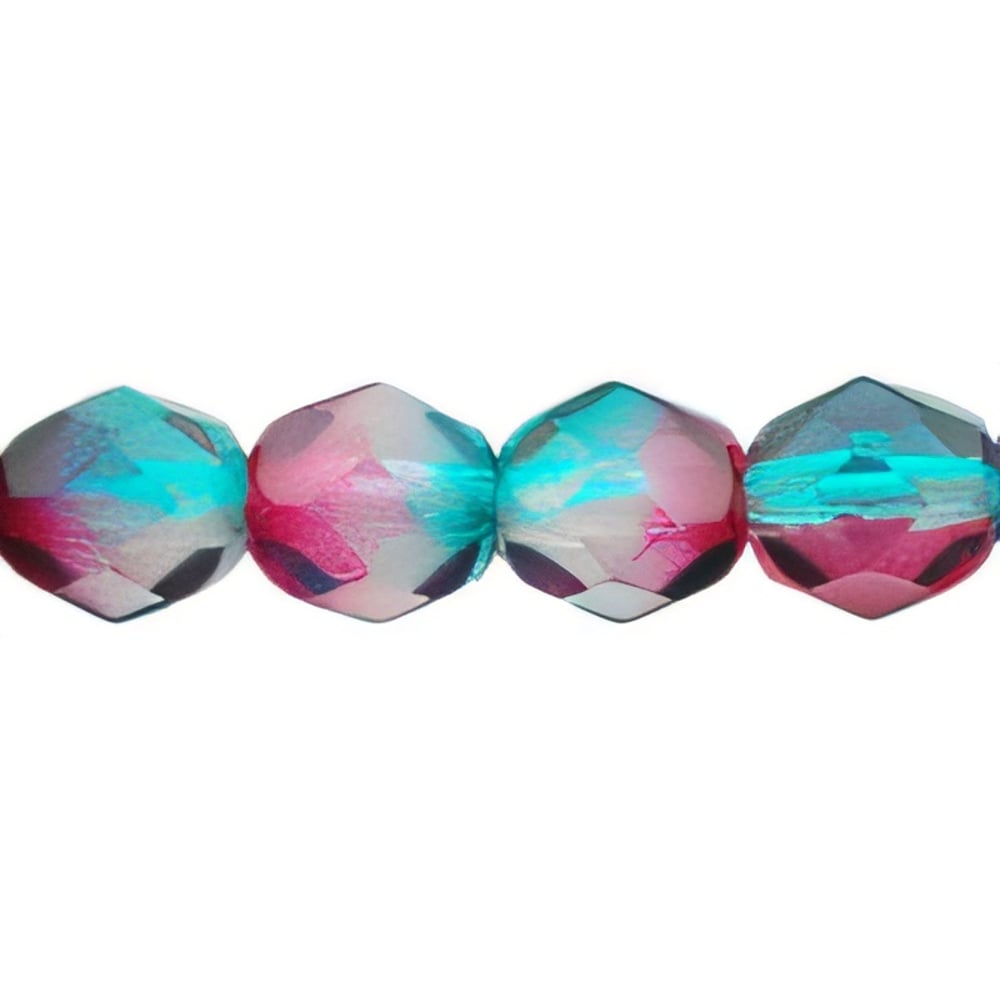 Czech Fire-Polish 6mm Dual Coated - Teal/Fuchsia (25pcs)