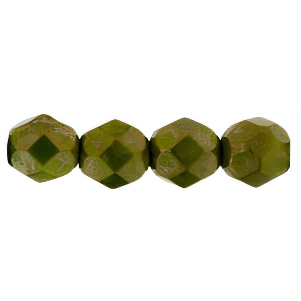 Czech Firepolish 6mm Opaque Olive - Moon Dust (25pcs)