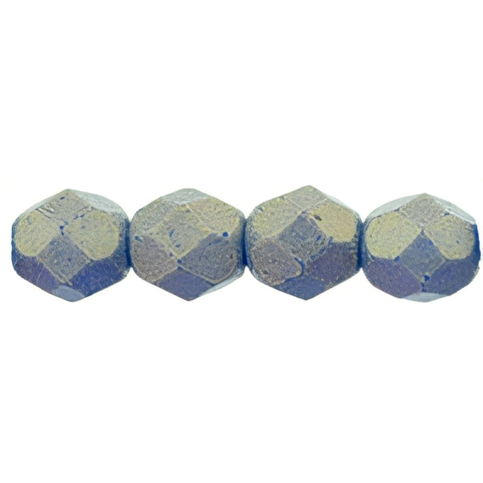Czech Fire-Polish 6mm Sueded Gold Capri Blue (25pcs)