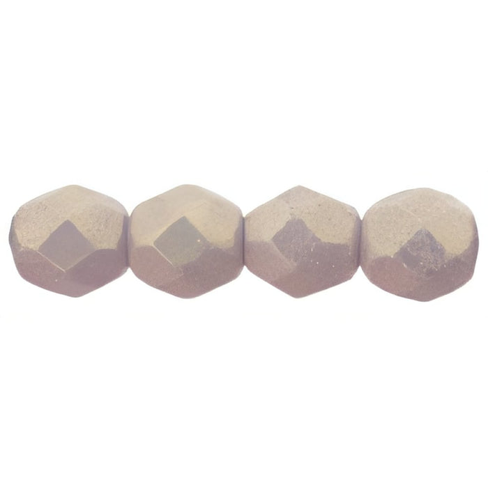 Czech Firepolish 6mm Sueded Gold Milky Pink (25pcs)
