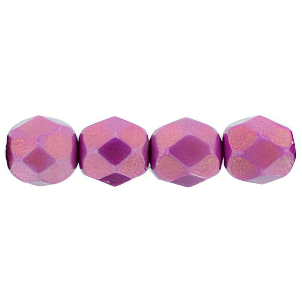 Czech Firepolish 6mm Halo Ethereal - Madder Rose (25pcs)