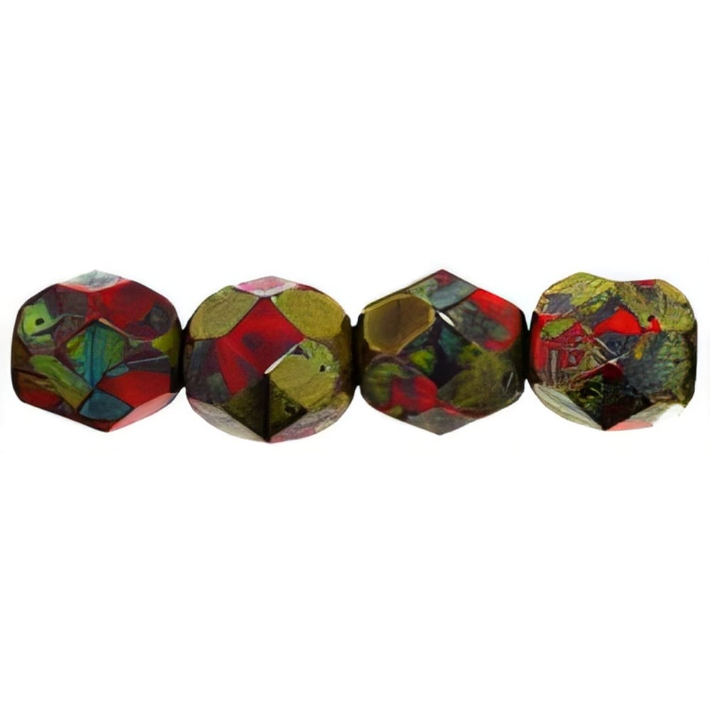 Czech Fire-Polish 6mm Opaque Red - Picasso (25pcs)