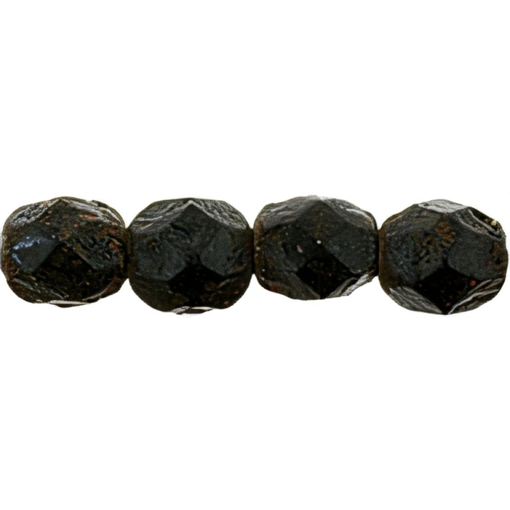 Czech Fire-Polish 6mm Jet - Stone Picasso (25pcs)