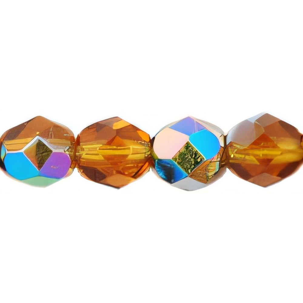 Czech Fire-Polish 6mm Dk Topaz - Vitral (25pcs)