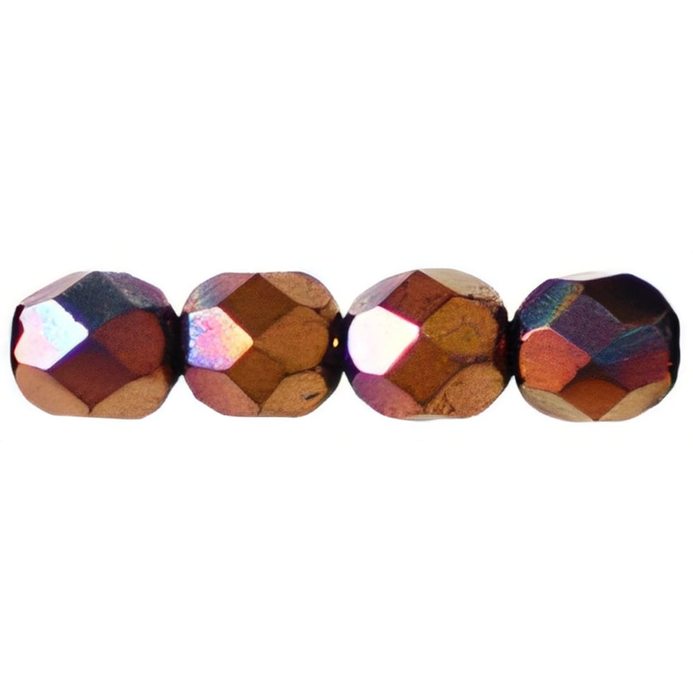 Czech Firepolish 6mm Jet - Bronze Vega (25pcs)