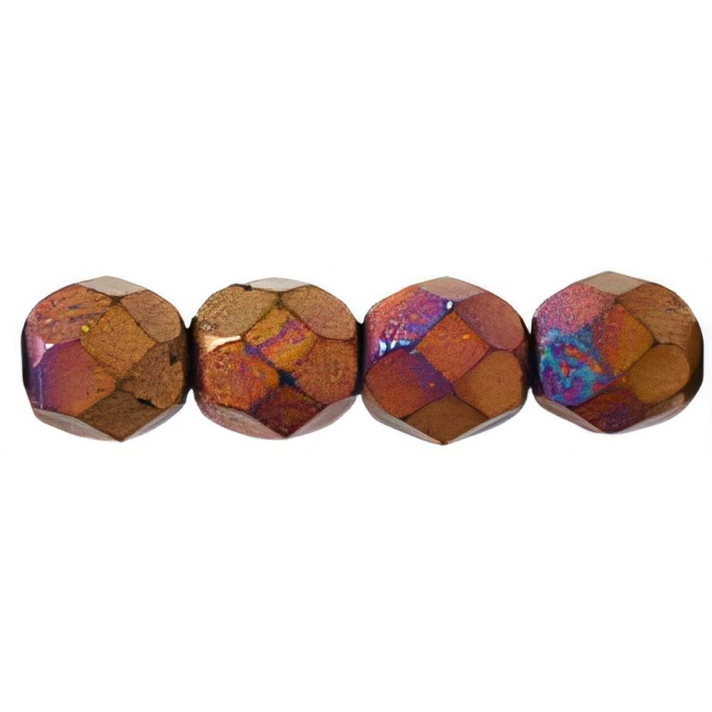 Czech Firepolish 6mm Jet - Matte Bronze Vega (25pcs)