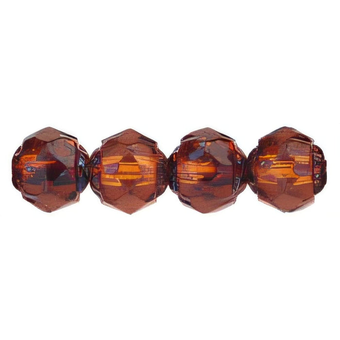 Czech Renaissance Fire-Polish 6mm Dk Topaz - Picasso (25pcs)