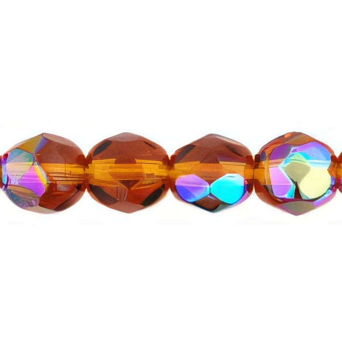 Czech Firepolish 6mm Dk Topaz AB (25pcs)