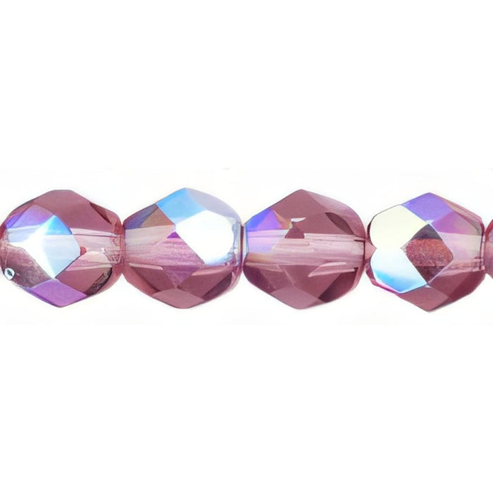 Czech Firepolish 6mm Med Amethyst AB (25pcs)